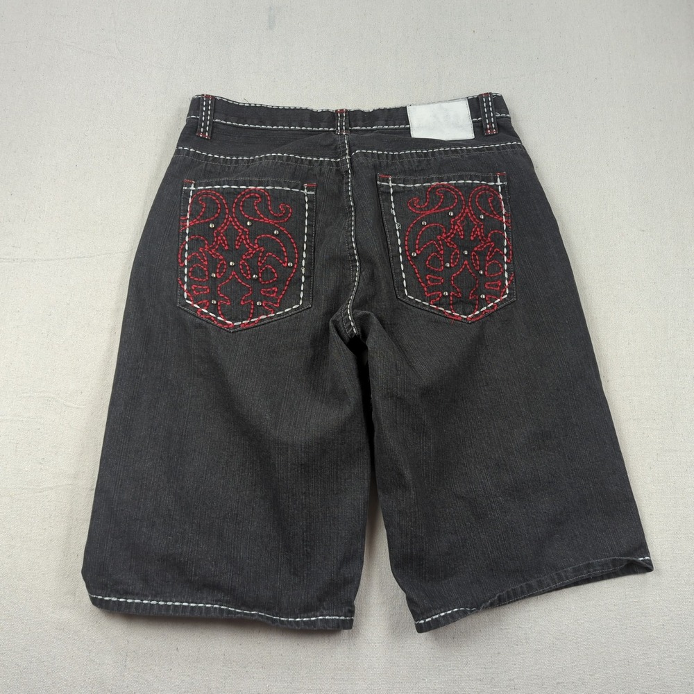 Vintage Southpole Shorts Mens 38 Black Denim Baggy Skater Embroidered - Picture 11 of 12